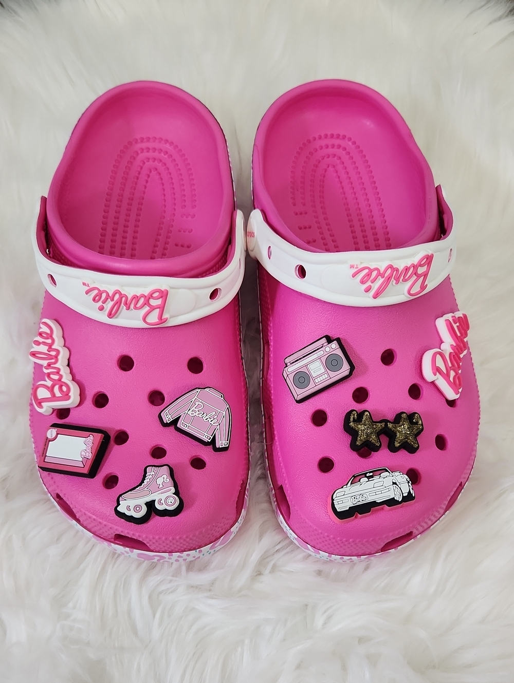 NWOT. Barbie X Crocs Classic Clogs Sz.8 Electric Pink